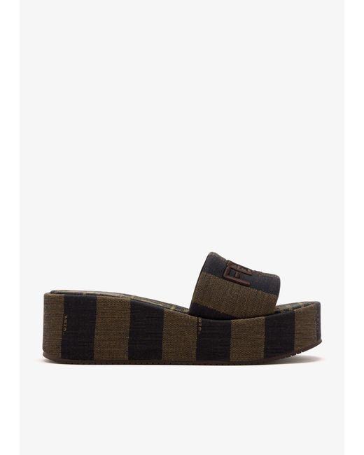 Fendi Black Sunshine Platform Sandals