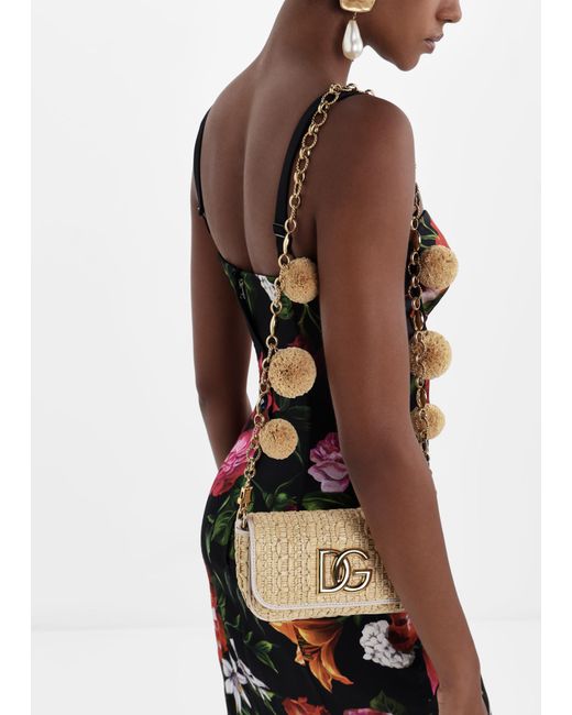 Dolce & Gabbana White Gemstone Raffia Chain Shoulder Strap