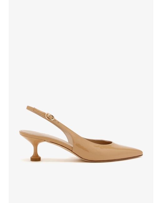 Stuart Weitzman White Stuartini 50 Slingback Pumps