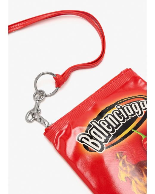 Balenciaga Chips Phone Holder Pouch in Red for Men | Lyst