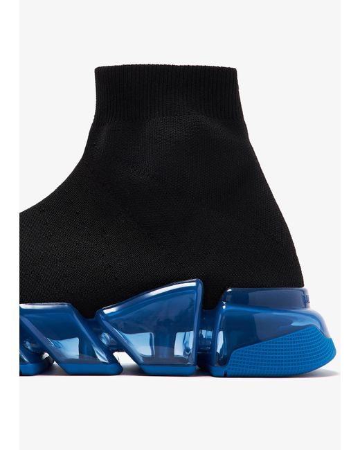 Balenciaga Blue Speed 2.0 Clear Sole Sneakers for men