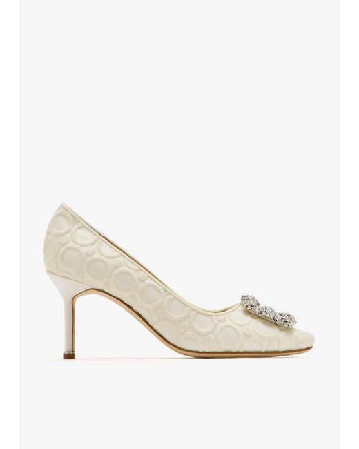 Manolo Blahnik White Hangisi Pumps