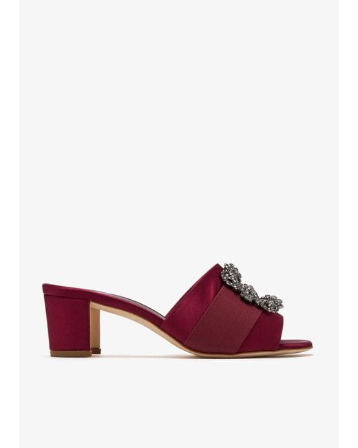 Manolo Blahnik Red Martamod Mules