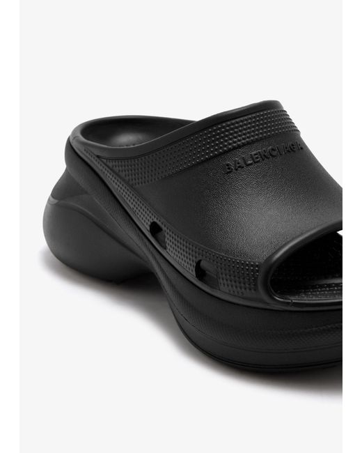 Balenciaga Black Pool Crocs Slide Sandals