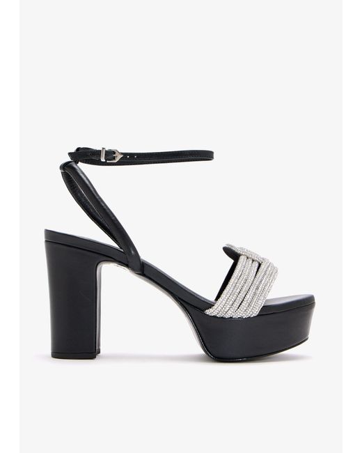 SCHUTZ SHOES White Crystal-Embellished Platform Sandals