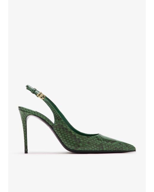 Dolce & Gabbana Green Python Skin Slingback Pumps