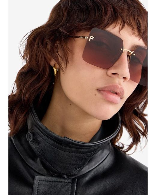 Fendi Pink First Crystal Square Sunglasses