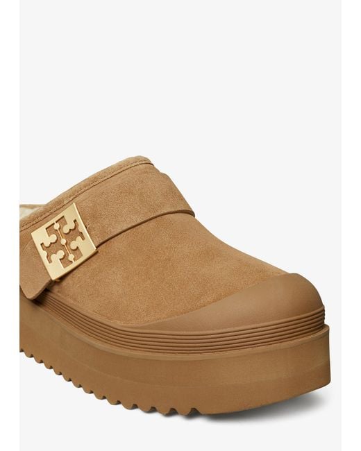 Tory Burch Brown Mellow Shearling Platform Mules