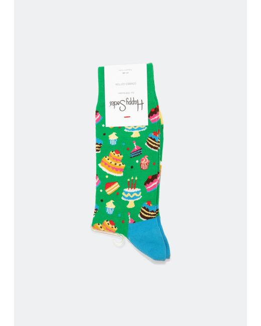 Happy Socks Green Cake Crew Socks