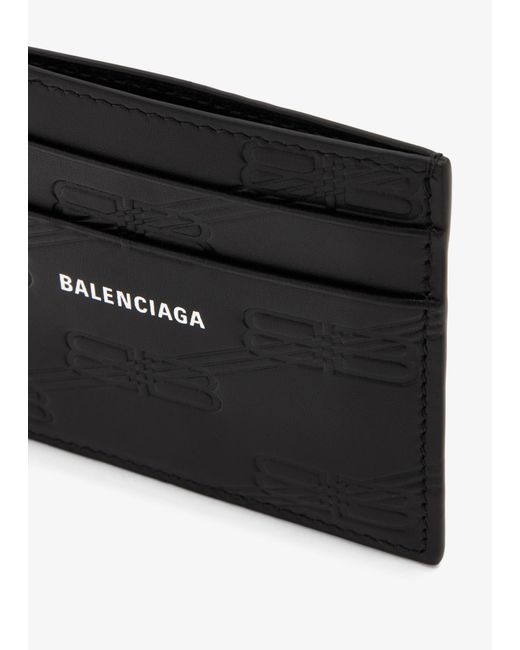 Balenciaga Black Embossed Monogram Card Case for men