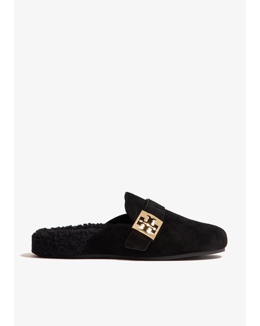 Tory Burch Black Mellow Shearling Mules