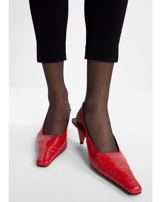 Jude Red Iris Kitten Slingback Pumps