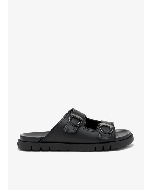 Ferragamo Black Double-Strap Sandals for men