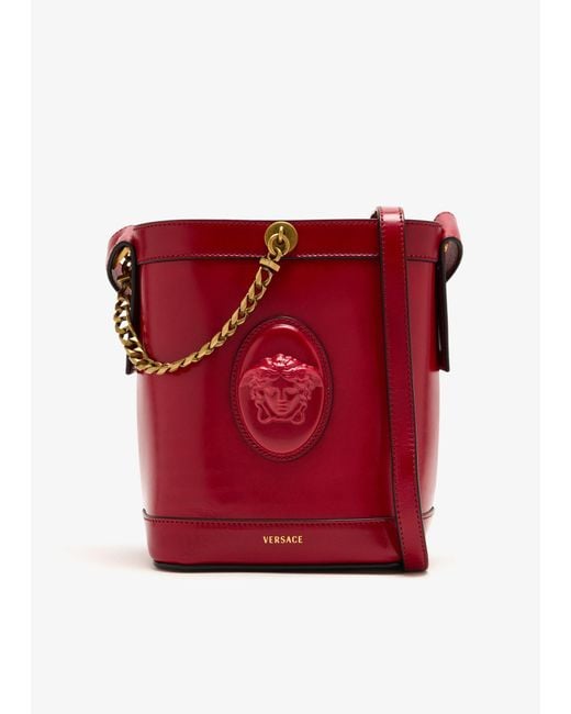 Versace Red Pivot Small Bucket Bag