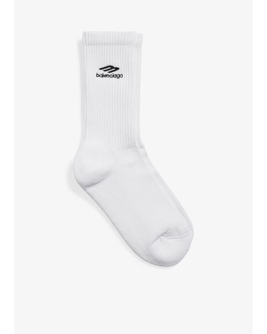 Balenciaga White 3B Sports Icon Socks for men