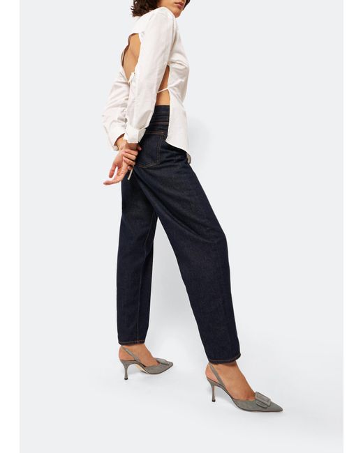 Manolo Blahnik White Maysli Slingback Pumps