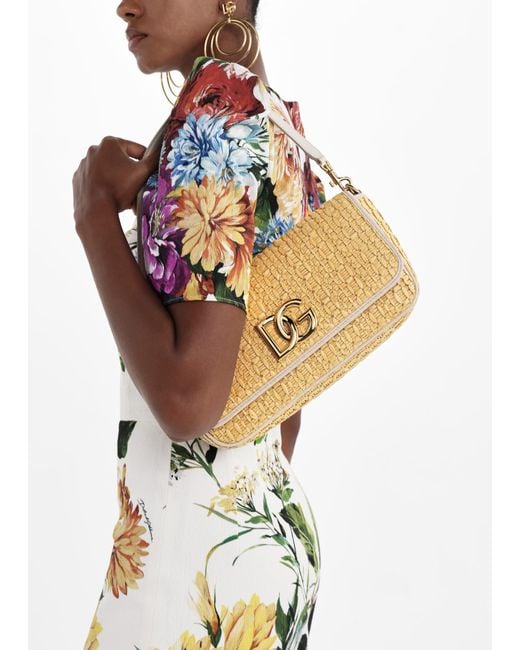 Dolce & Gabbana Metallic Raffia Shoulder Bag