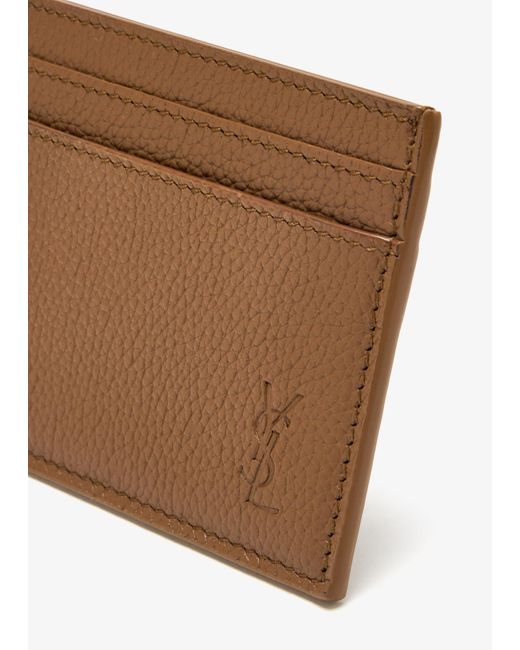 Saint Laurent Brown Cassandre Shadow Card Case for men