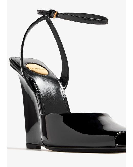 Saint Laurent Black Scandale Wedge Sandals