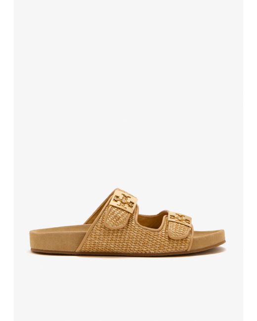 Tory Burch White Mellow Raffia Sandals