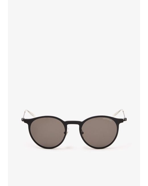 Montblanc Gray Round Sunglasses for men