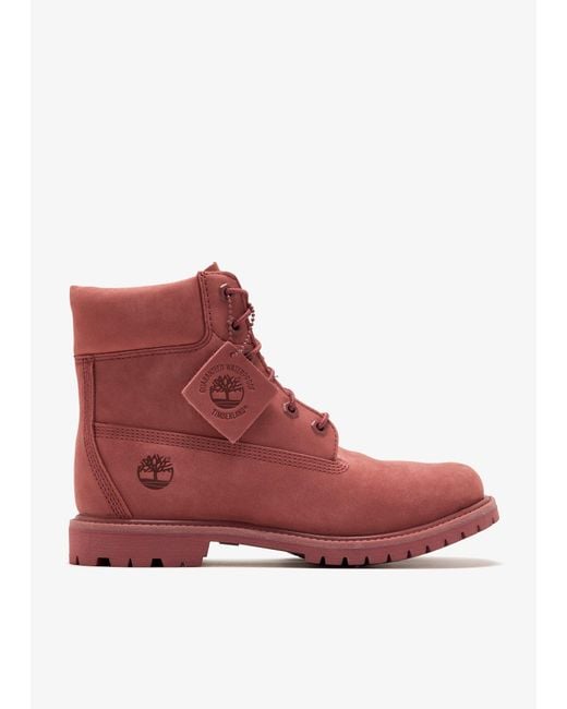 Timberland Women's Red Premium 6-Inch Waterproof Boots