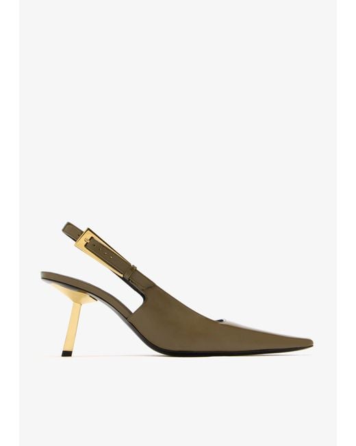 Saint Laurent White Lee Slingback Pumps
