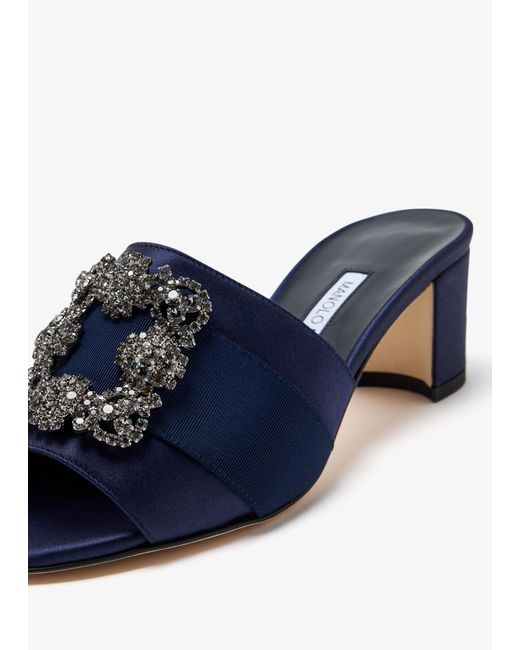 Manolo Blahnik Blue Martamod Mules