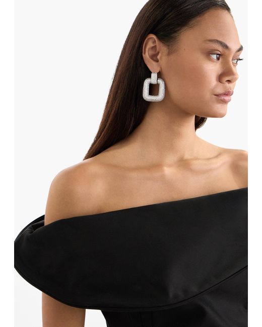 Self-Portrait White Crystal Knocker Earrings