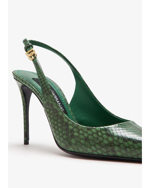 Dolce & Gabbana Green Python Skin Slingback Pumps