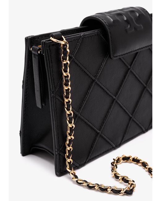Tory Burch Black Fleming Mini Chain Wallet