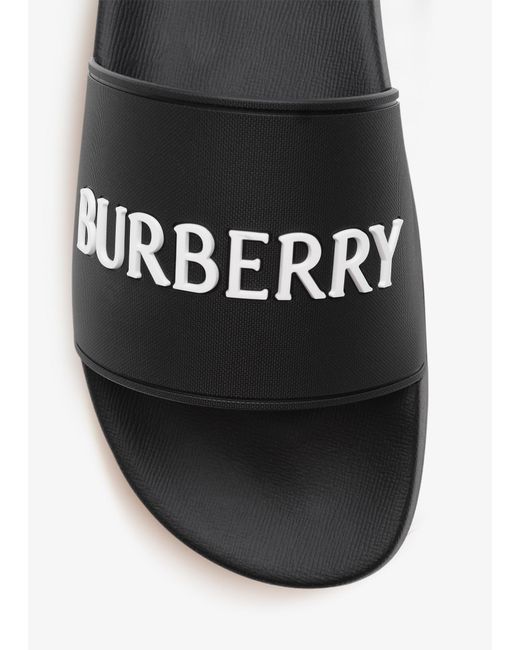 Burberry White Logo Slides for men
