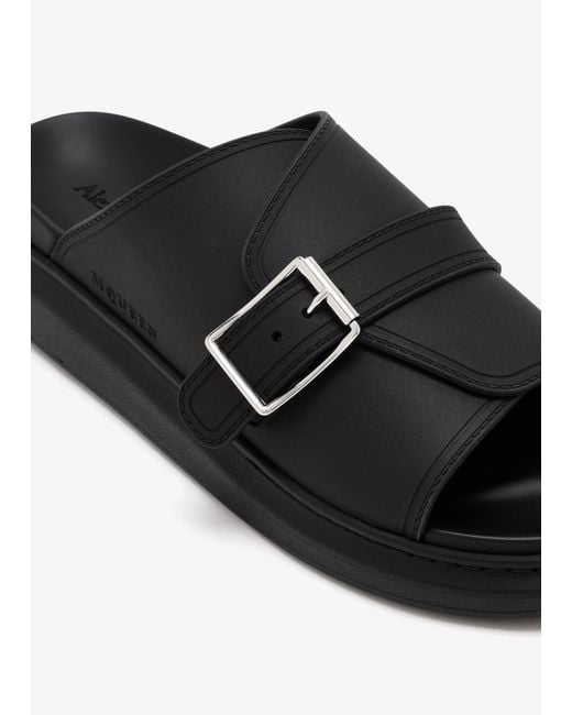 McQueen Black Hybrid Slides for men