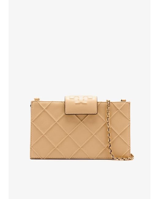 Tory Burch Natural Fleming Mini Chain Wallet