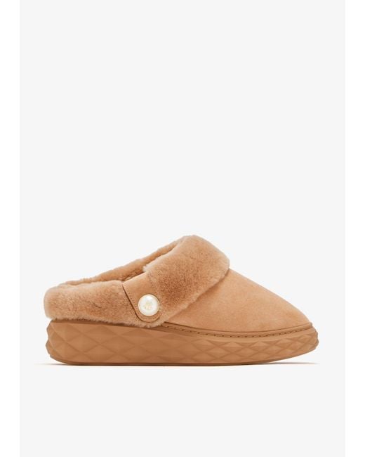 Jimmy Choo Brown Diamond Maxi Mules