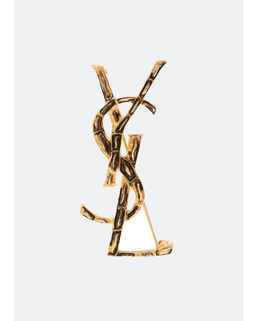 Saint Laurent White Monogramme Brooch