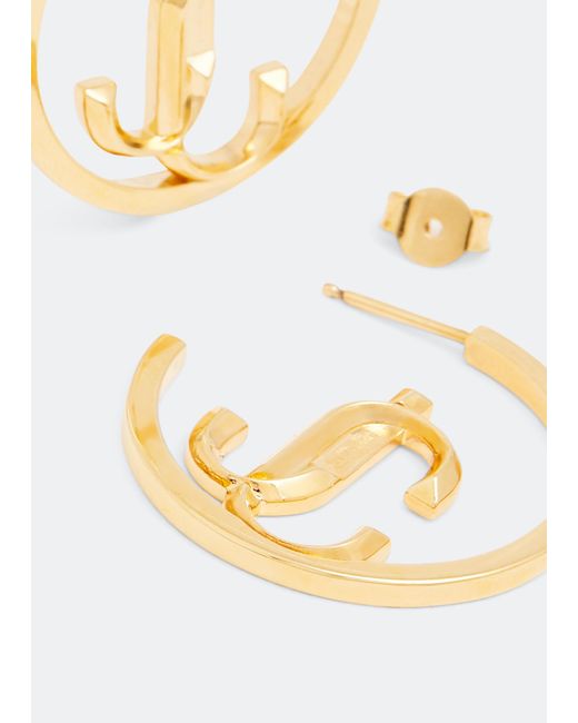 Jimmy Choo Metallic Jc Monogram Hoops