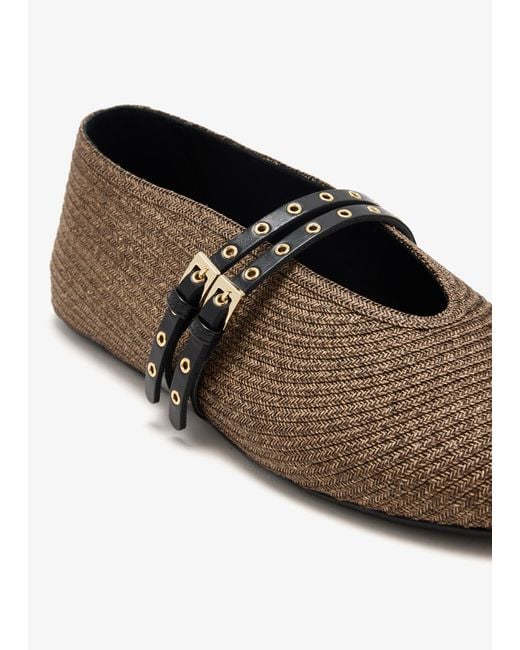 Alaïa Brown Straw Ballerinas