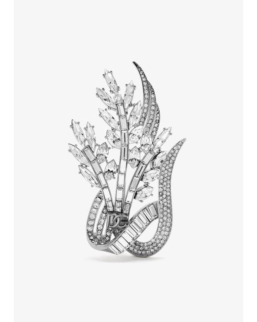 Dolce & Gabbana White Rhinestone Brooch for men