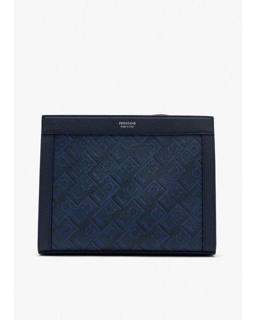 Ferragamo Blue Monogram Pouch for men