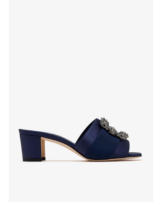 Manolo Blahnik Blue Martamod Mules