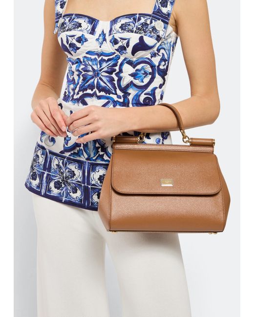 Dolce & Gabbana Brown Sicily Dauphine Medium Handbag