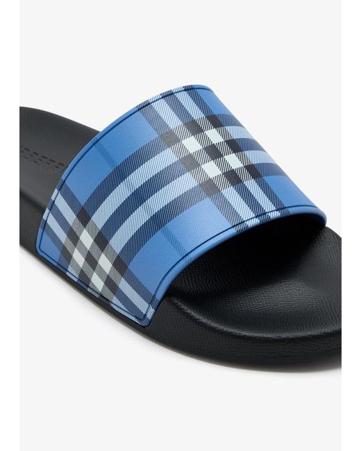 Burberry Blue Check Slides for men