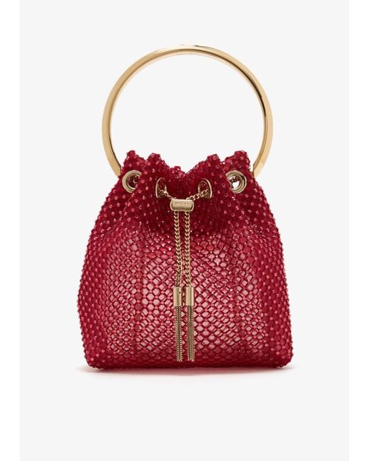 Jimmy Choo Red Bon Bon Bucket Bag