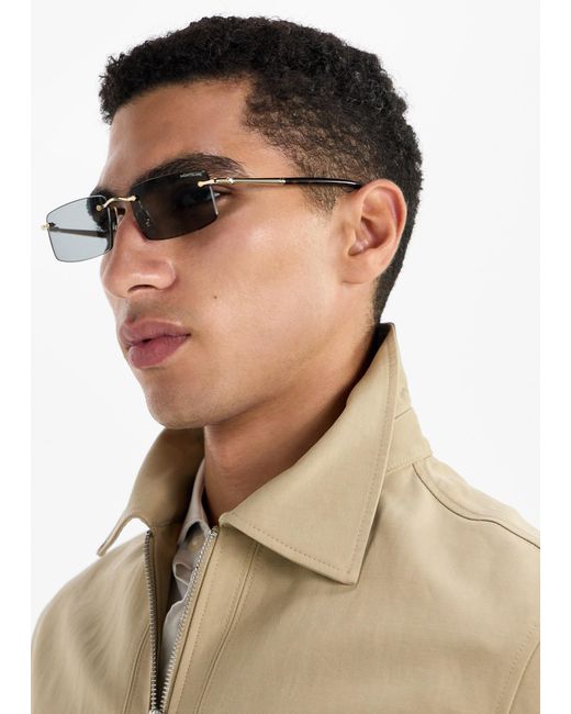 Montblanc White Rectangular Sunglasses for men