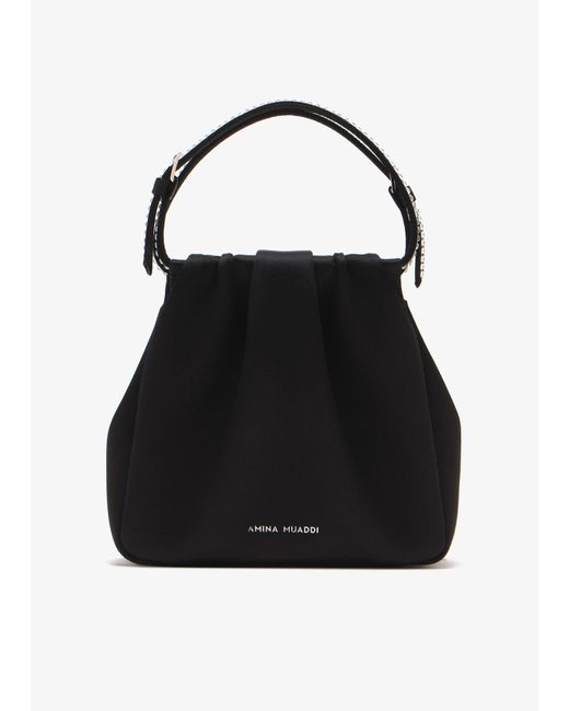 AMINA MUADDI Black Vittoria Crystal Handle Bag