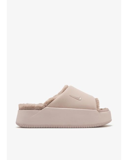 Nike Pink Calm Elevation Fur Slides
