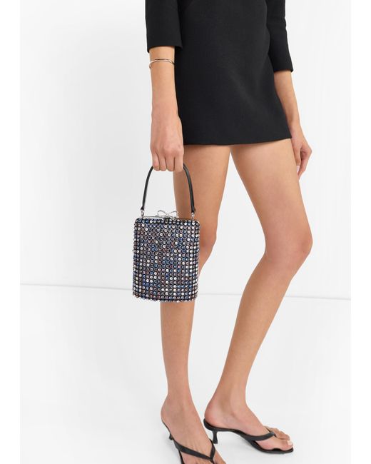 Self-Portrait Black Multi Crystal Chainmail Mini Bag