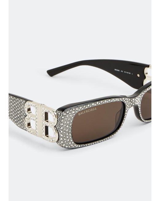 Balenciaga White Dynasty Rectangle Sunglasses