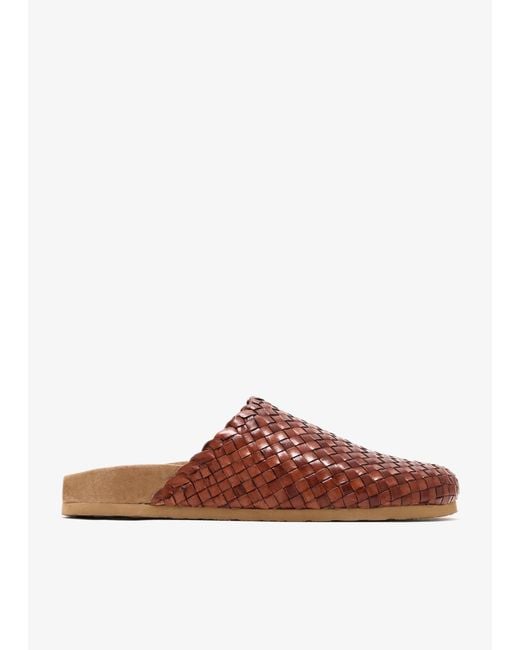 Dragon Diffusion Brown Woven Leather Mules